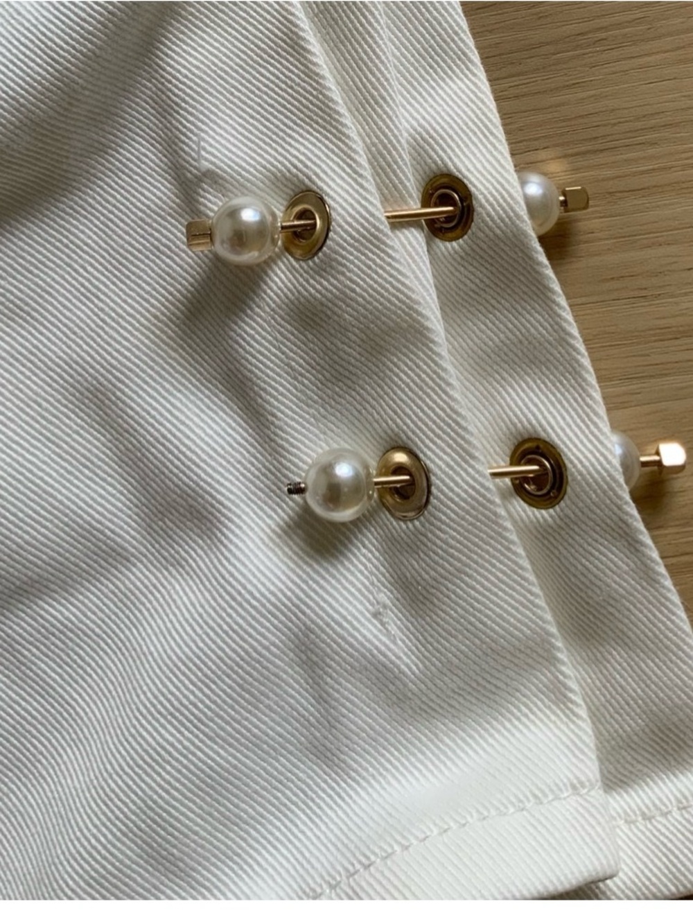 MOTHER Of Pearl White High-Rise Jeans with Pearl Embellishments - Picture 12 of 14